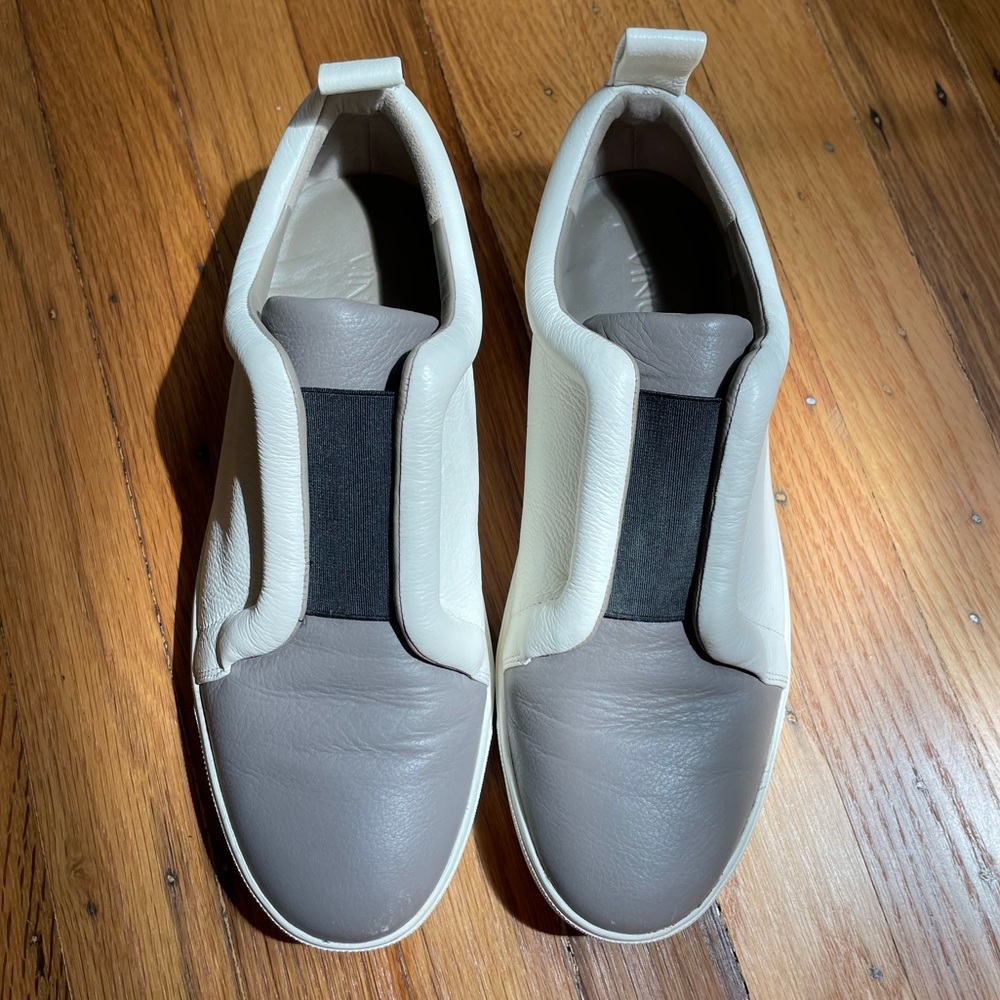 Vince leather sneaker with stretch fit top